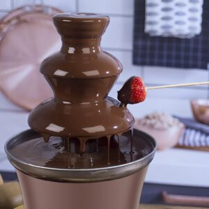 Electric Chocolate Fountain Machine Hold 10oz Chocolate Fondue Fountain Stainless Steel Melting Machine 3 Layer Cheese Fountain Machine Auto Off for Parties Household Candy Liqueur