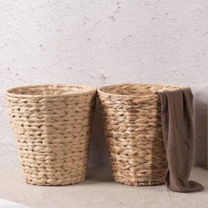 Wicker Waste Basket, Trash Basket, Handwoven Trash Cans, String Rattan Trash Can, Waste Papers Basket, Small Trash Can, for Bedroom, Bathroom, Kitchen, Living Room, Office