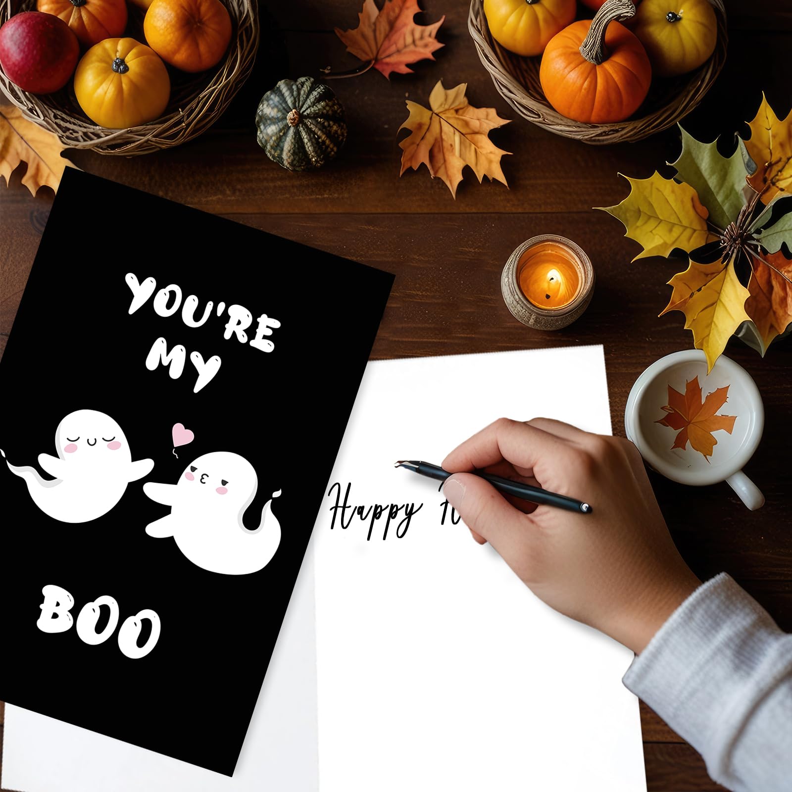 Cute Halloween Card for Him Her, Funny Ghost Anniversary Cards for Husband Wife, Romantic Birthday Card for Boyfriend Girlfriend, Sweet Valentine's Day Card for Women Men, You're My Boo