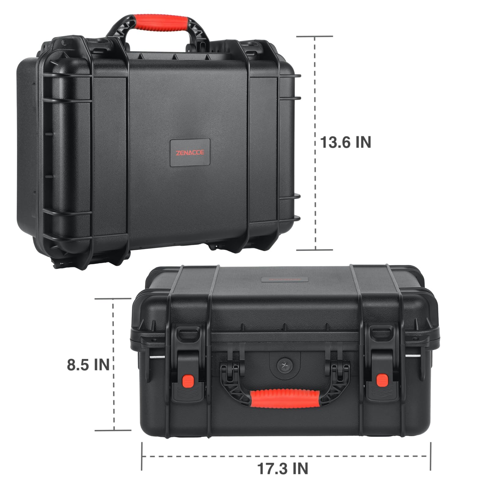 ZENACCE Waterproof Hard Case Compatible with Milwaukee M18 Inflator 2848-20, Air Compressor Carrying Case for Milwaukee Tools, Can Hold 18V 3.0 to 9.0 Ah Battery Packs and Charging Station