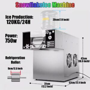 XURUIUS Small Commercial Snowflake Ice Machine, Korean Smoothie Machine, 360W Snowflake Ice Machine, Ice Crusher, Shaved Ice Machine (60KG)