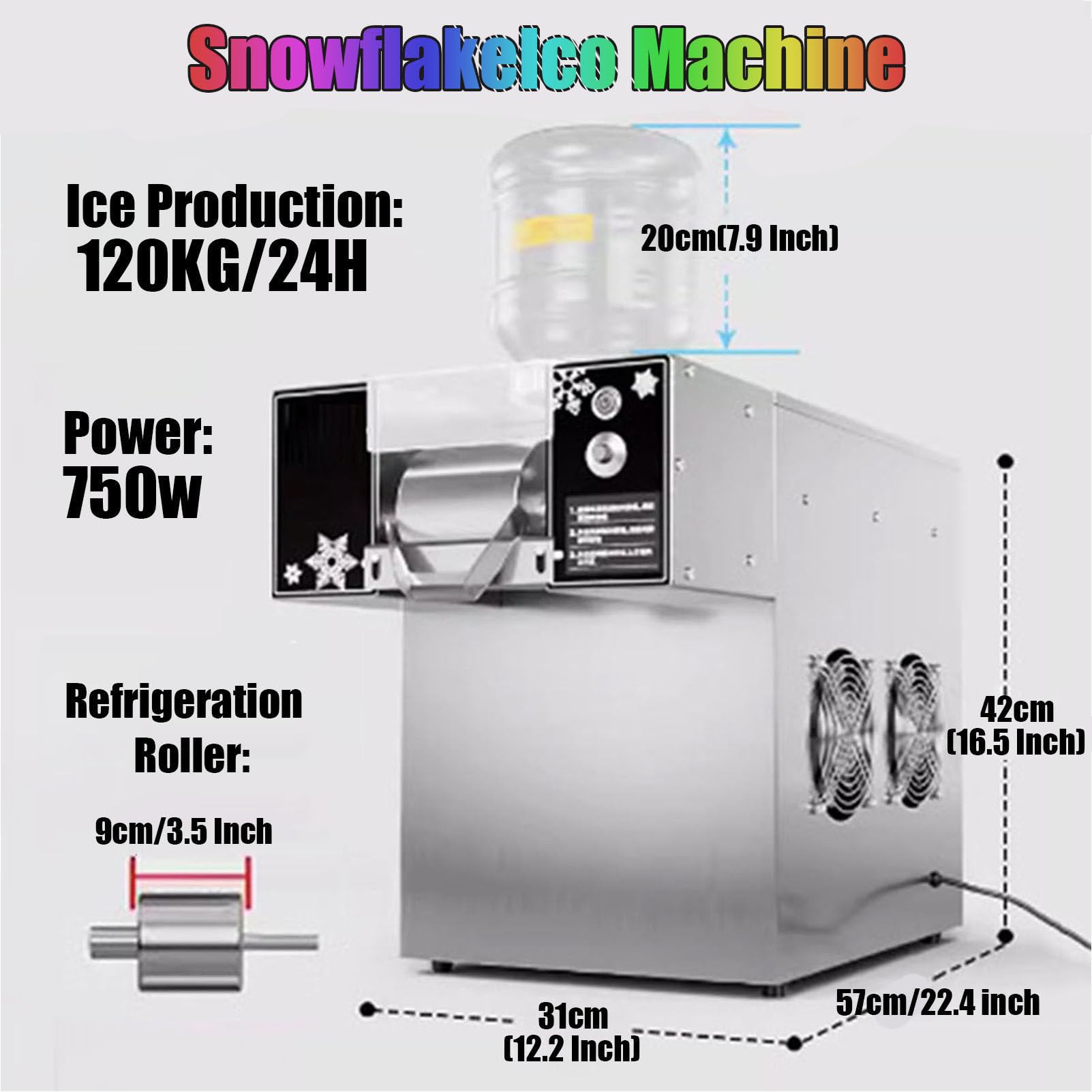 XURUIUS Snowflake Ice Machine, Commercial Snowflake Shaved Ice Machine, Snowflake Sponge Crusher, Smoothie Machine (180KG)