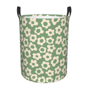 vintage groovy flowers laundry basket - easy carry handles laundry basket, large foldable laundry hamper for bedroom, bathroom, dorm, laundry room, 75l