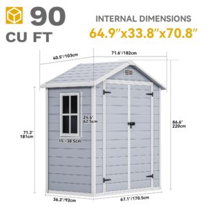 DWVO 6.2x3.4 FT Resin Storage Shed with Reinforced Floor, Outdoor Storage Shed with Lockable Door, Window and Vents, Waterproof Plastic Tool Storage for Garden, Backyard, Patio, Lawn