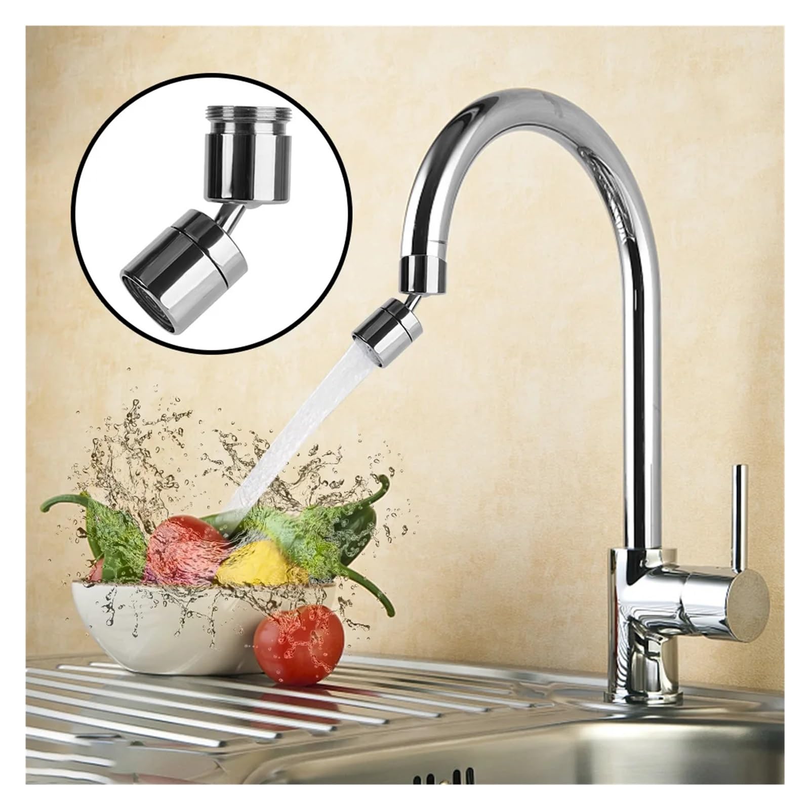 Universal Faucet Splash-Proof Swivel Kitchen Faucet Water Saving Bath Faucet Stainless Steel 720°Rotation Nozzle Faucet(Dual Outlet)