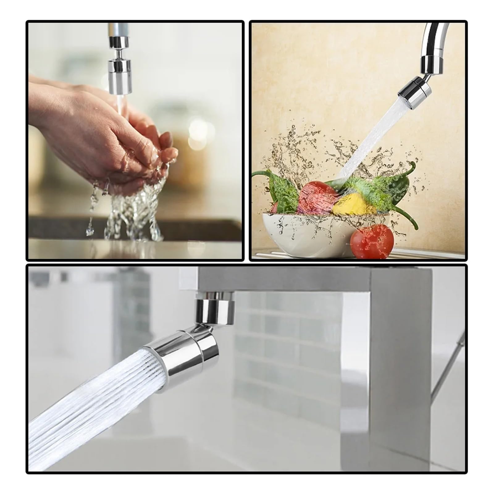 Universal Faucet Splash-Proof Swivel Kitchen Faucet Water Saving Bath Faucet Stainless Steel 720°Rotation Nozzle Faucet(Dual Outlet)