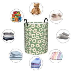 Vintage Groovy Flowers Laundry Basket - Easy Carry Handles Laundry Basket, Large Foldable Laundry Hamper for Bedroom, Bathroom, Dorm, Laundry Room, 75L