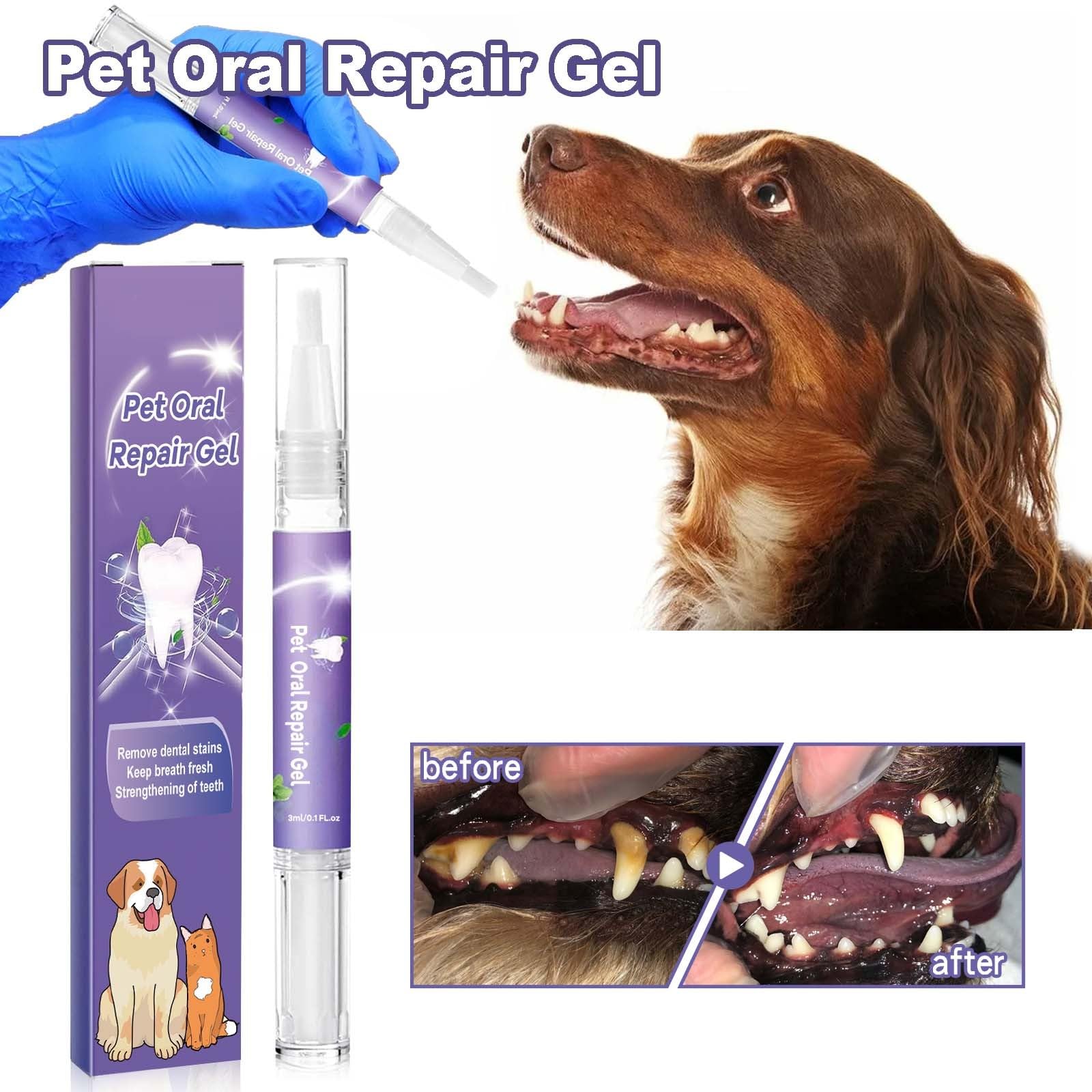 Pet Oral Repair Gel,Pet Oral Restoration Whitening Gel,Pet Oral Restorative Gel, Pet Teeth Cleaning Pen, Eliminate Bad Breath, Pet Teeth Breath Freshener Gel Oral Care (2)