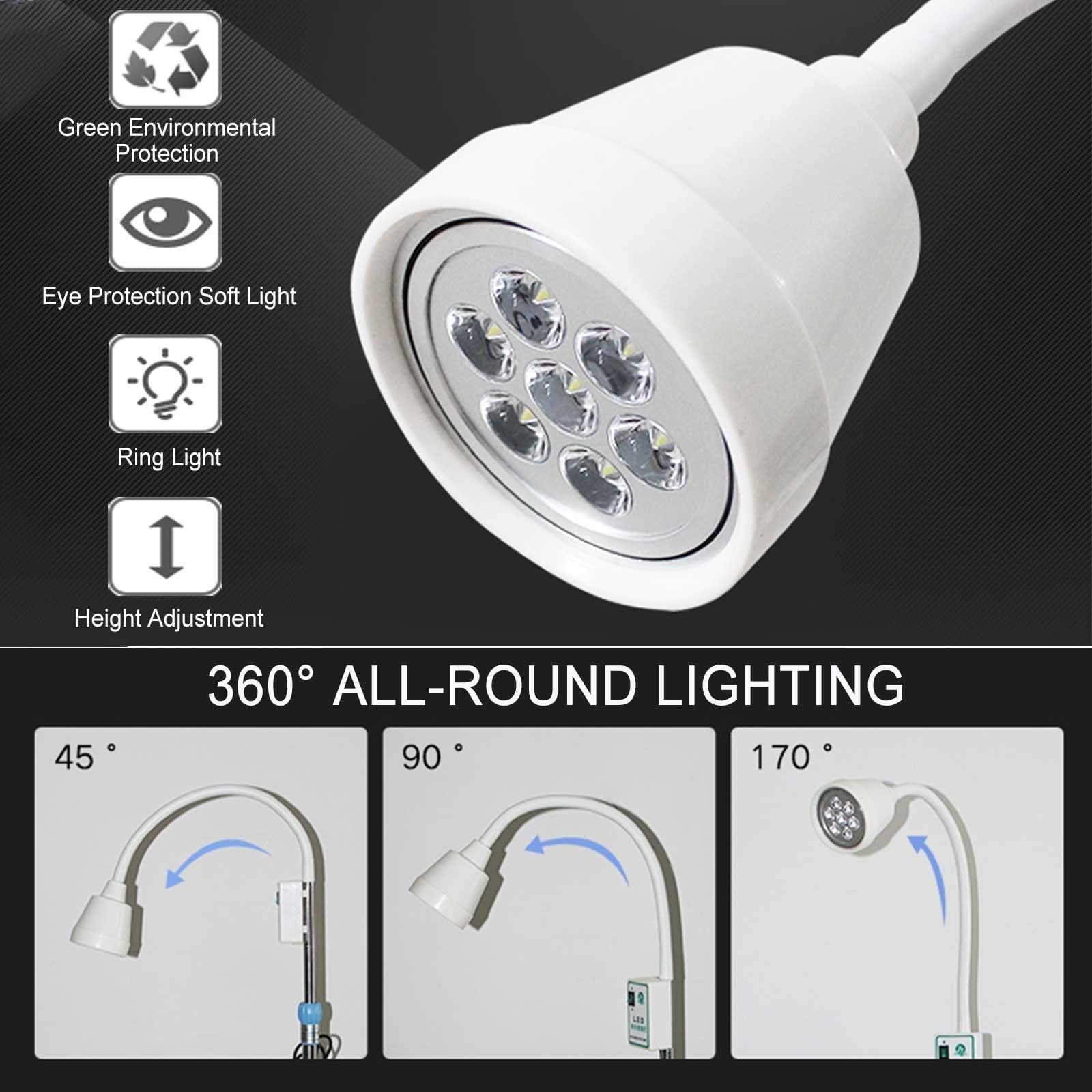 Surgical Examination Light—Mobile Surgical Lamp LED Dental Oral Light 360° Free Rotation,Medical Surgical Lightapplicable to: pet Hospitals, Beauty Salons, Tattoo Shops