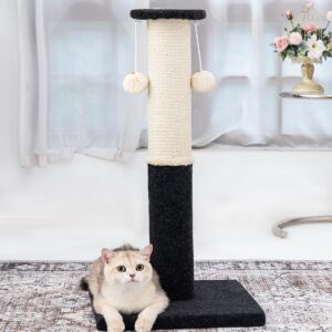 Komicoll 34-Inch Tall Cat Scratching Post for Indoor Cats, Large Carpet Scratch Post, Sisal Cat Scratcher, Sturdy and Durable Cat Post with Hanging Ball