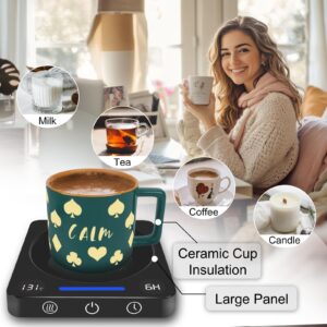 Coffee Mug Warmer, Fast Heating Coffee Cup Warmer for Desk, 2 Display Screens, Smart Candle Warmer Plate with 2-10Hr Auto Shut Off, Heart-Warming Gift for Coffee Lover, Friend, Family