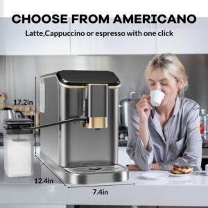 Super Automatic Espresso Machine, 20 Bar Built-In Burr Grinder & Milk Frother, Milk Container and Intuitive Touch Display, Bean-to-Cup Coffee Maker for Espresso, Cappuccino, Latte, Iced Coffee