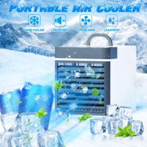 Portable Air Conditioner, Upgraded Mini Personal Anti-leakage Water Ice Cooling Air Cooler Fan with 3 Speeds, Small for Room Bedroom Office Home Tent