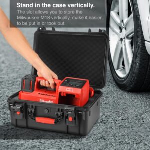 ZENACCE Waterproof Hard Case Compatible with Milwaukee M18 Inflator 2848-20, Air Compressor Carrying Case for Milwaukee Tools, Can Hold 18V 3.0 to 9.0 Ah Battery Packs and Charging Station