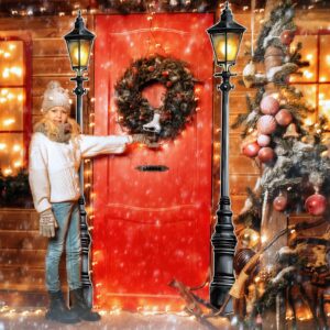 Honoson 2 Pcs 6' Tall Christmas Lamp Post Cardboard Cutouts Large Lamppost Photo Props Street Light Wall Decorations for Christmas Village Fairy Garden Dollhouse Wall Backdrop Indoor Party Supplies