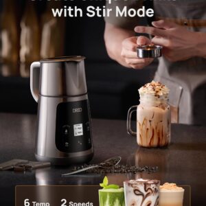 Dreo BaristaMaker Milk Frother, All-in-1, 27oz/800ml Hot/Cold Electric Foam Maker for Coffee, Latte Art-level Microfoam, Automatic Milk Warmer, Dairy/Plant-Based Milk, 30+ Drinks, Dishwasher Safe