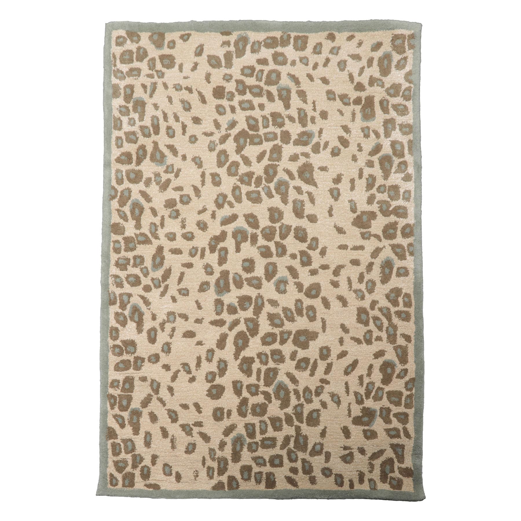 LoomBloom 4'x6' Modern Leopard Print Tan Wool and Bamboo Silk Oriental Rug Multi Sizes Hand Tufted for Living Room, Bedroom, Dining Room, Kitchen, Hallway Carpet