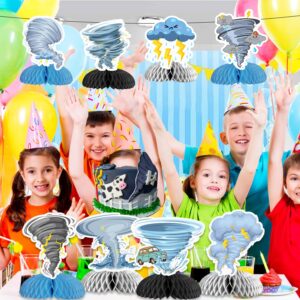 12 PCS Tornado Honeycomb Centerpieces, Tornado Birthday Party Decorations Tornado Weather Table Centerpieces Decorations Supplies for Kids Teens Boys Girls Baby Shower