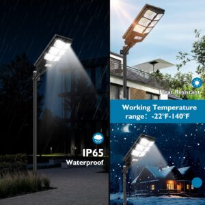 VUAA 2 Pack Solar Street Lights Outdoor Waterproof, 6500K 10000LM LED Solar Lights for Outside Dusk to Dawn, Solar Flood Lighting with Motion Sensor and Remote Control for Parking Lot, Garage