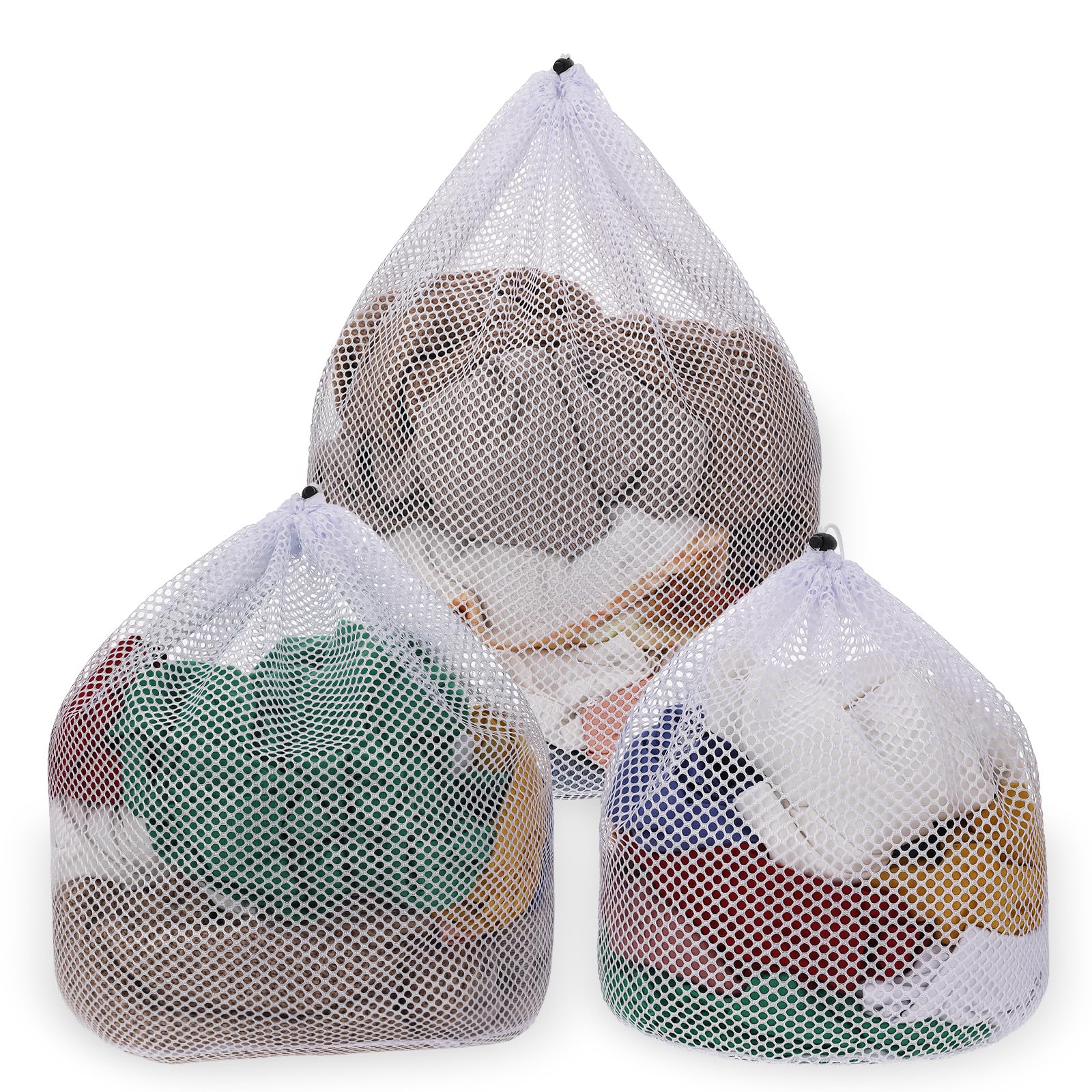 3 Pcs Mesh Laundry Bags Large Washable Laundry Bags Mesh Wash Bags with Drawstring Closure Mesh Washing Bags for Delicates Clothes Bed Linen Toys College Dorm Apartment, 3 Size