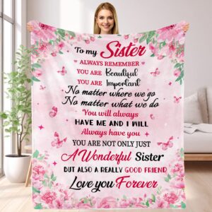 sister birthday gifts ideas - gifts for a sister from brother, sister blankets from sister, big sister gifts for girls, soul sister blanket, christmas/thanksgiving/birthday gifts for sister, 60" x 80"