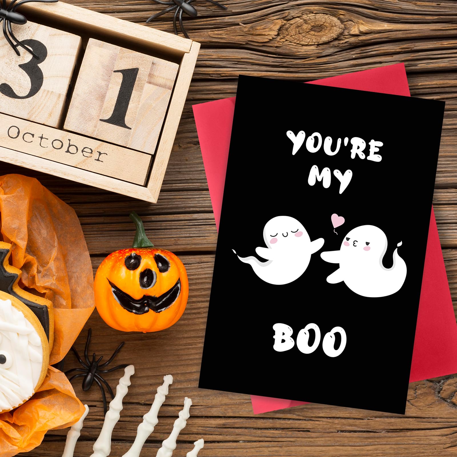 Cute Halloween Card for Him Her, Funny Ghost Anniversary Cards for Husband Wife, Romantic Birthday Card for Boyfriend Girlfriend, Sweet Valentine's Day Card for Women Men, You're My Boo