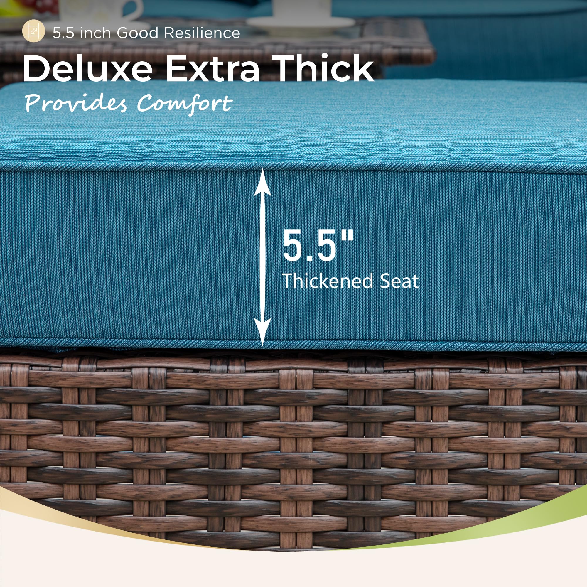 MIXPATIO Swivel Patio Wicker Chairs Set of 2, Outdoor Swivel Patio Rattan Chairs with High Back and 5.5" Thick Cushions for Bistro Balcony Porch Deck and Yard, Peacock Blue