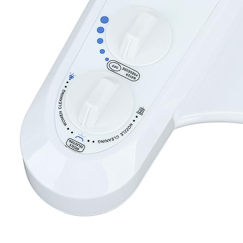 Bidet Toilet Seat Attachment, Self - Cleaning Nozzle, Dual Nozzle Adjustable Water Pressure Cold Water Toilet Bidet Nozzle Non Electric (9/16)