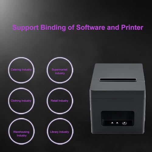 Hyuduo POS Receipt Printer High Speed Printing Auto Paper Cutting 80mm USB Thermal Receipt Printer for Restaurant Retail Store (US Plug 100‑240V)