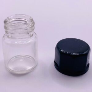 [144 Pack] 1.5 ml Glass Vials, High Grade Borosilicate Glass Empty Vials with Caps, Small Liquid Sample Clear Vial, Black Closed Top Screw Caps with PE Liner (0.4 Dram)