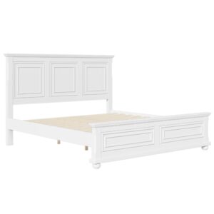 Merax King Vintage Pine Bed in Traditional Country Style, White