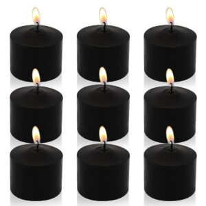 9-pack 1.25-inch black votive candles for halloween – unscented small tealight candle for home decor, church and special occasions