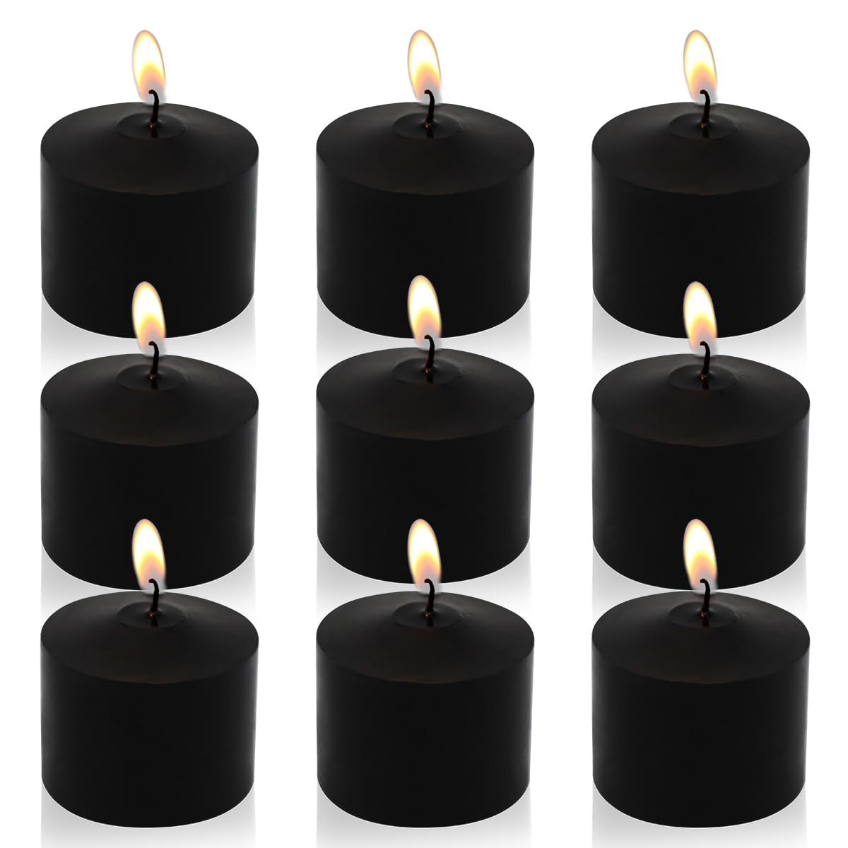 9-Pack 1.25-Inch Black Votive Candles for Halloween – Unscented Small Tealight Candle for Home Decor, Church and Special Occasions