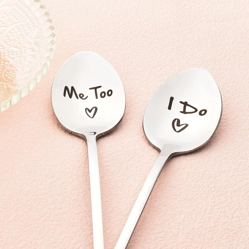 Wedding Gifts for Couples I Do Me Too Spoons for Bride Groom Wedding Engagement Gifts for Boyfriend Girlfriend Engraved Tea Coffee Spoon Birthday Anniversary Christmas Gifts for Wife Husband Couple