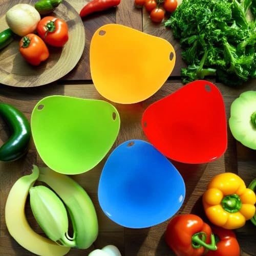 "Nonstick Silicone Egg Poacher, Egg Poaching Cup, Poached Egg Cooker, Egg Molds, Cookware for Microwave, Stovetop, Premium 4PCS."