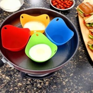 "Nonstick Silicone Egg Poacher, Egg Poaching Cup, Poached Egg Cooker, Egg Molds, Cookware for Microwave, Stovetop, Premium 4PCS."