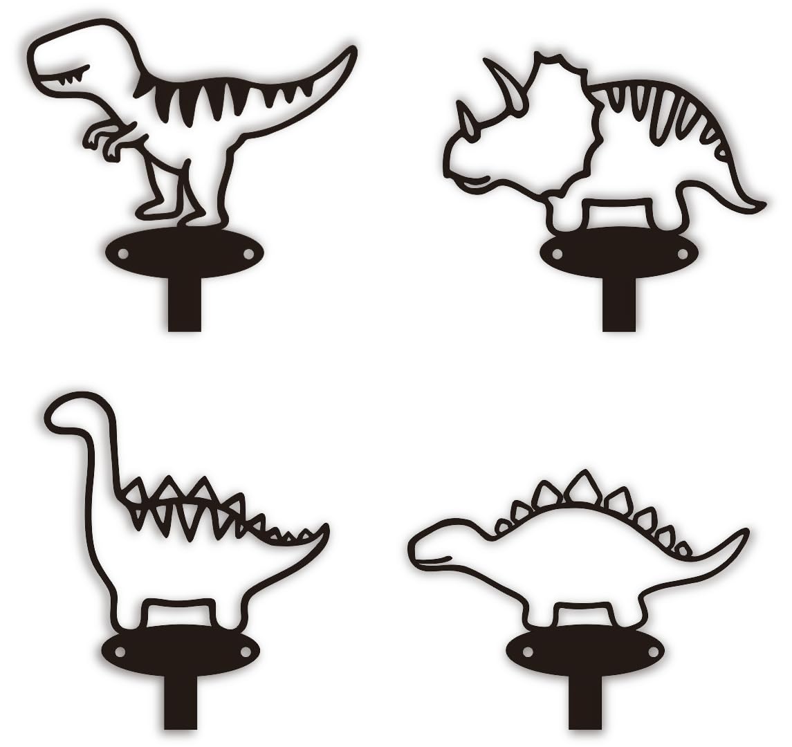 4 Piece Set Cartoon Dinosaur Silhouette Shape Coat Hooks Wall Mounted Matte Black Metal Wall Hanger Hooks for Coat Hat Garments Leashes Modern Minimalist Design Dinosaur Room Decor for Boys Girls Kids