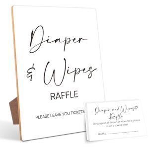 diaper and wipes raffle baby shower games,baby shower decorations,baby shower signs,gender reveal decorations,baby shower bingo,1 wooden play sign with stand and 50 raffle tickets set