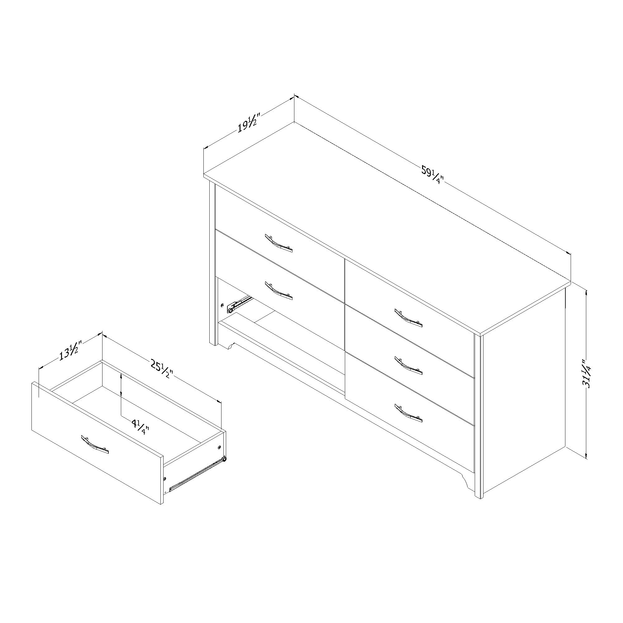 South Shore Fusion 6-Drawer Dresser, Bleached Oak