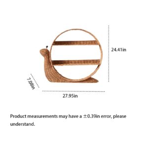 DJHK docor Rattan Wall Shelf Round Wall Shelf Rattan Shelf,Rattan Wall Mounted Shelf Wall Mounted Snail Decorative Storage and Organization Rack,Brown