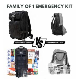 Stealth Angel 1 Person Black 72 Hour Emergency Kit - Survival Bag for Earthquakes, Hurricanes, and Other Natural Disasters