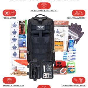 Stealth Angel 1 Person Black 72 Hour Emergency Kit - Survival Bag for Earthquakes, Hurricanes, and Other Natural Disasters