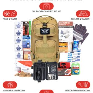 Stealth Angel 1 Person Tan 72 Hour Emergency Kit - Survival Bag for Earthquakes, Hurricanes, and Other Natural Disasters