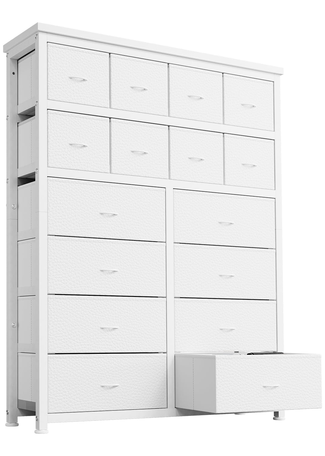 GarveeHome Tall Dresser for Bedroom, White Dressers & Chests of Drawers with 16 Drawers, Large Fabric Dresser for Storage and Organization