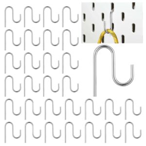 30 Pcs Long Shed Hooks for Hanging Heavy Duty Individual Utility Hooks Universal Wall Mounted J Utility Hangers for Tools Shovels Rakes Bikes Organization