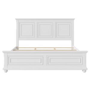 Merax King Vintage Pine Bed in Traditional Country Style, White