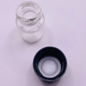 [144 Pack] 1.5 ml Glass Vials, High Grade Borosilicate Glass Empty Vials with Caps, Small Liquid Sample Clear Vial, Black Closed Top Screw Caps with PE Liner (0.4 Dram)