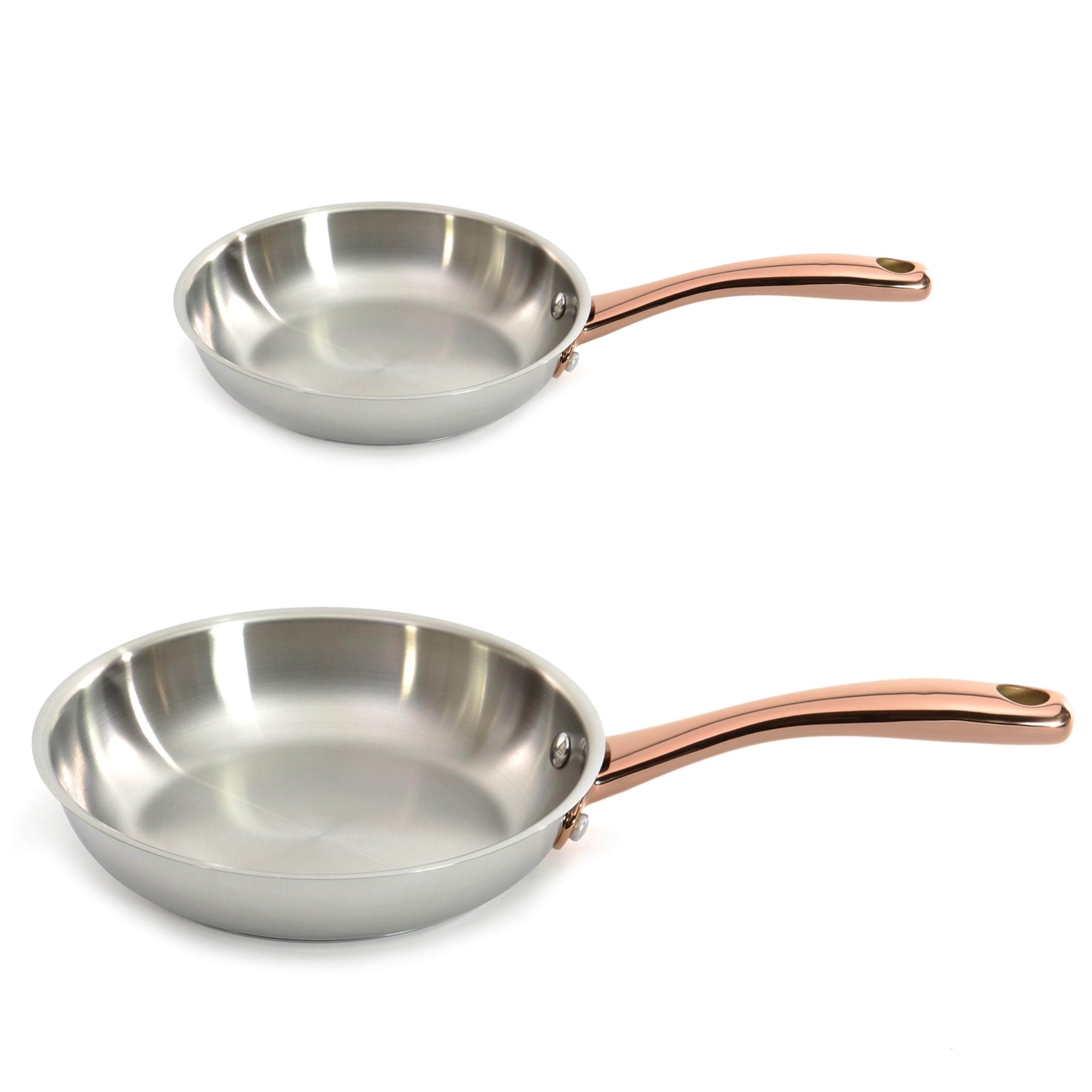 Berghoff Ouro Gold 18/10 Stainless Steel 2Pc Frying Pan Set Rose Gold Handle PFOA-free Induction Pots and Pans