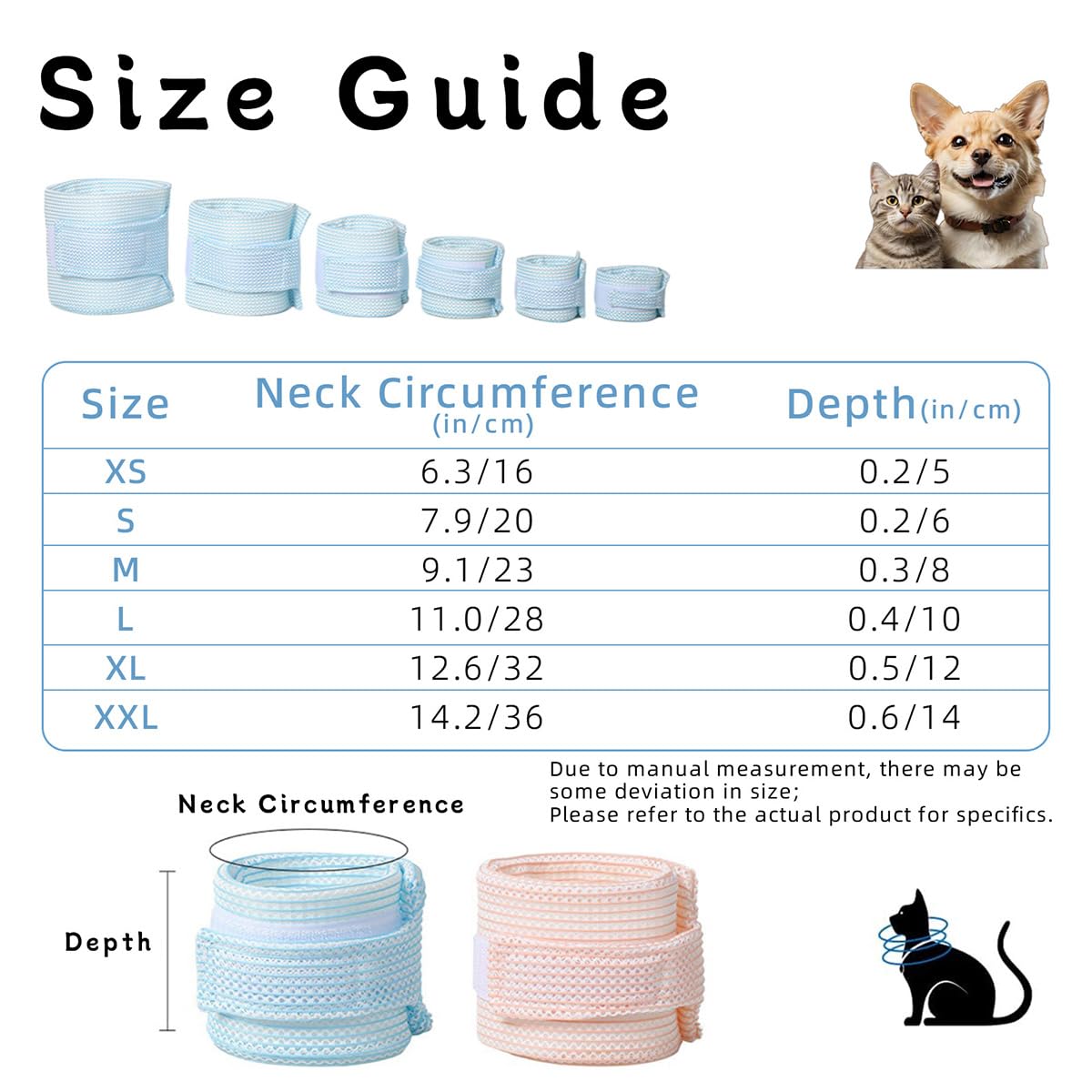 Cat Neck Brace Cover - Breathable & Adjustable Elizabethan Collar for Post-Surgery Recovery Anti-Scratch Anti-Lick Protection, Cervical Cone for Small Medium Large Dogs Puppies Kittens (X-Small,Pink)