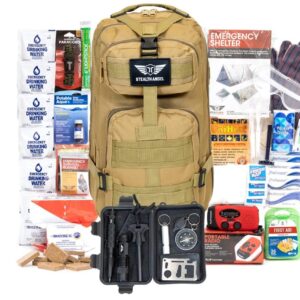 Stealth Angel 1 Person Tan 72 Hour Emergency Kit - Survival Bag for Earthquakes, Hurricanes, and Other Natural Disasters